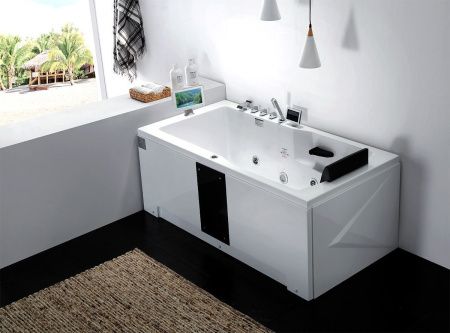 Ванна акриловая гидромассажная Gemy G9066 II O L 170х85 пристенная прямоугольная с каркасом