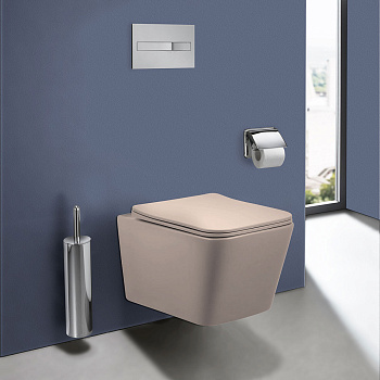 Унитаз подвесной Vincea Q-Line VT1-12MC коричневый матовый с сиденьем микролифт безободковый душевой смыв