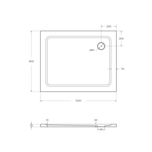 Душевой поддон Cezares TRAY-M-AH-100/80-35-W 100х80 стеклопластик белый - фото 2