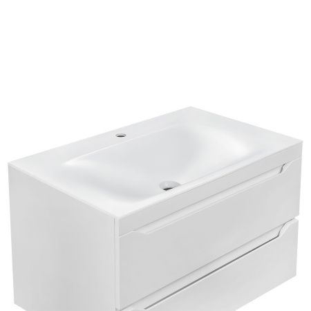 Раковина из искусственного камня Vincea VCB-1F800W 80х50 встраиваемая цвет белый 1 отверстие под смеситель