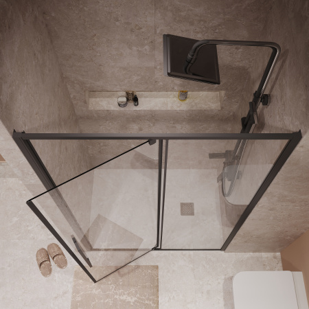 Душевая дверь Niagara Nova NG-85-11AB 110х195 стекло прозрачное профиль черный матовый