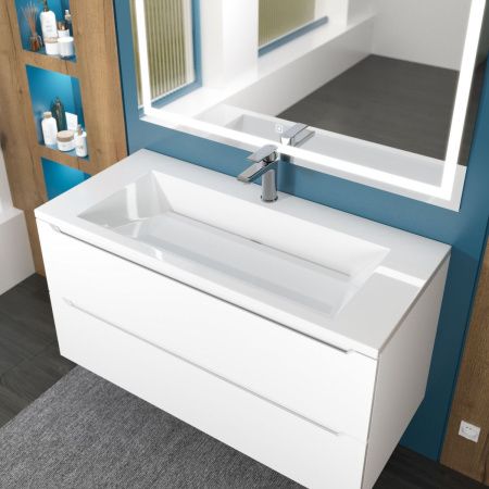 Раковина из искусственного камня Uperwood Olivia ROlivia100wg 100х50 полувстраиваемая цвет белый