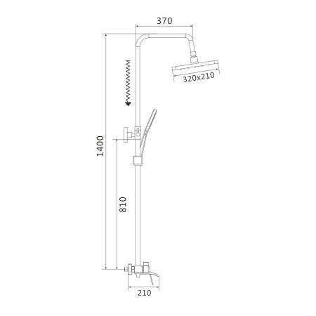 Душевая стойка Shevanik S4136G настенная цвет золото