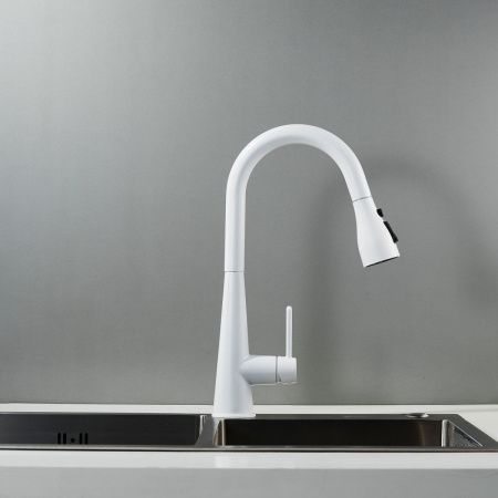 Смеситель для кухни Shevanik S363C на мойку белый