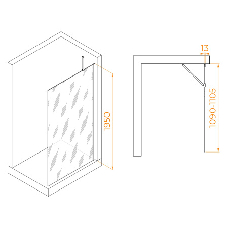Душевая перегородка RGW Walk In 351011011-15 110х195 стекло прозрачное профиль белый