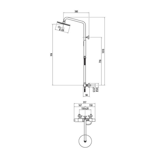 Душевая стойка Gattoni Programma doccia KIT/TS60C0 настенная хром - фото 2