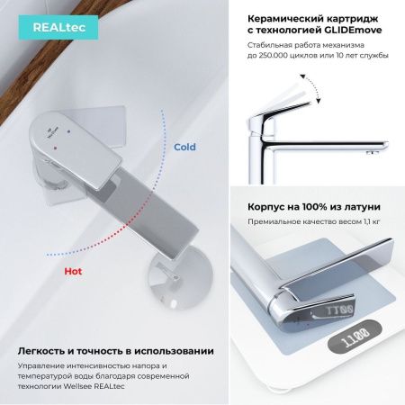 Смеситель Wellsee ICON! for life 182301000 на раковину хром