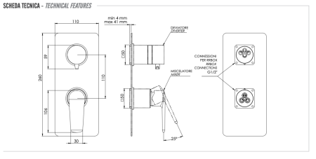 Смеситель для душа Remer Vanity V93KB встраиваемый в стену хром