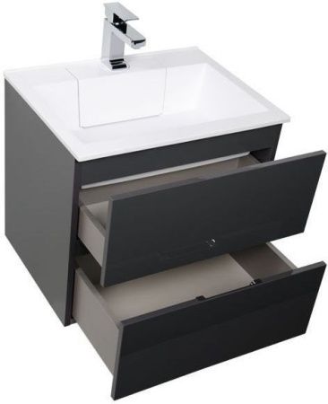 Тумба с раковиной Aquanet Алвита 00213094 60х50 подвесная цвет серый