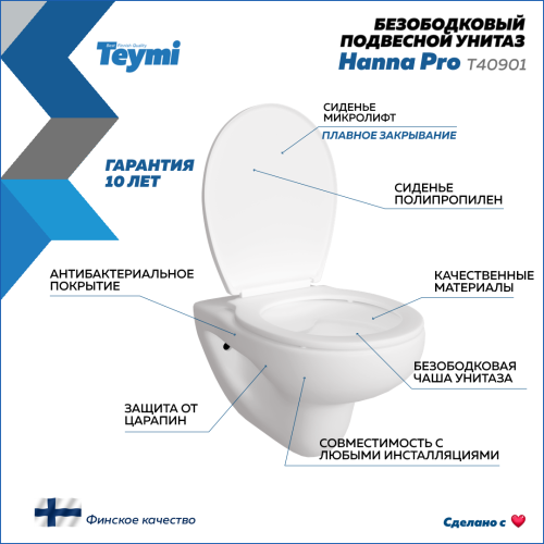 Унитаз Teymi Hanna Pro T40901 подвесной - фото 3