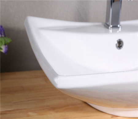 Раковина из санфаянса CeramaLux 9111 61х44 накладная цвет белый 1 отверстие под смеситель