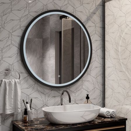 Зеркало Continent Style Black ЗЛП2254 80х80 подвесное