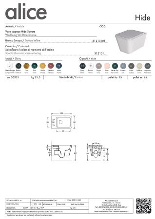 Чаша унитаза подвесная Alice Hide 31210101 цвет белый без сиденья