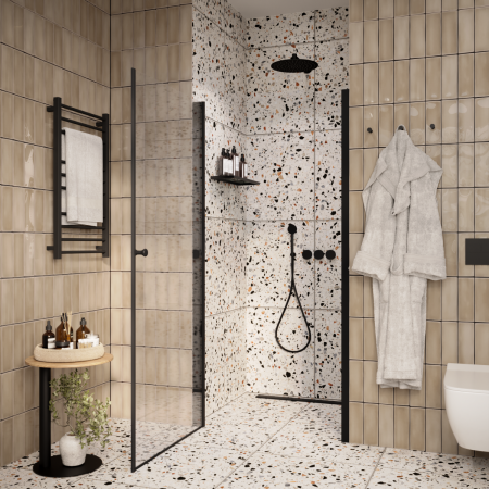 Душевая дверь Parly DE80B 80х185 стекло прозрачное профиль черный