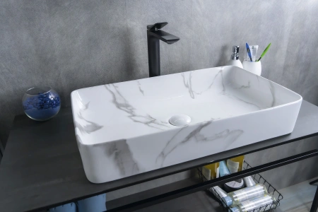 Раковина керамическая Gid Geométrico 54476 60х30 накладная цвет многоцветный без отверстий под смеситель