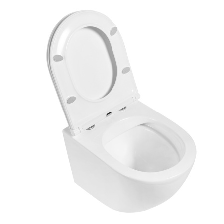 Унитаз подвесной BelBagno SFERA-R BB046CHR/BB870SC белый с сиденьем микролифт безободковый каскадный смыв