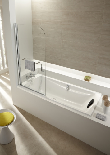 Душевая шторка на ванну Jacob Delafon Odeon Up E4932-GA 80x145 стекло прозрачное профиль хром ориентация универсальная - фото 3