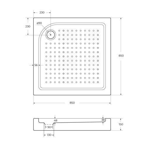 Душевой поддон BelBagno TRAY-BB-A-85-15-W 85х85 акрил белый - фото 3