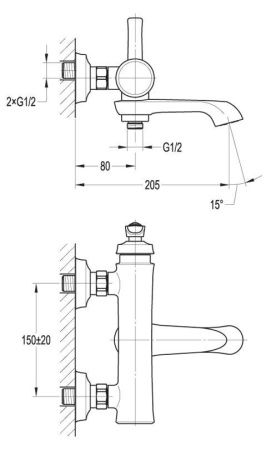 Смеситель Cezares LIBERTY LIBERTY-F-VD-01 настенный хром