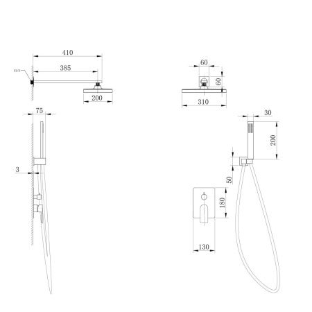 Душевая система Abber AF8018FW встраиваемая в стену цвет белый