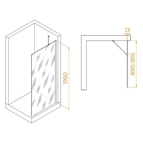 Душевая перегородка RGW Walk In 351011009-15 90х195 стекло прозрачное профиль белый - фото 3