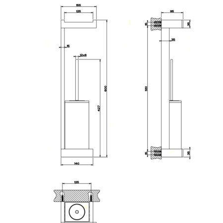 Стойка с бумагодержателем и ершиком Gessi Rettangolo 20867#031