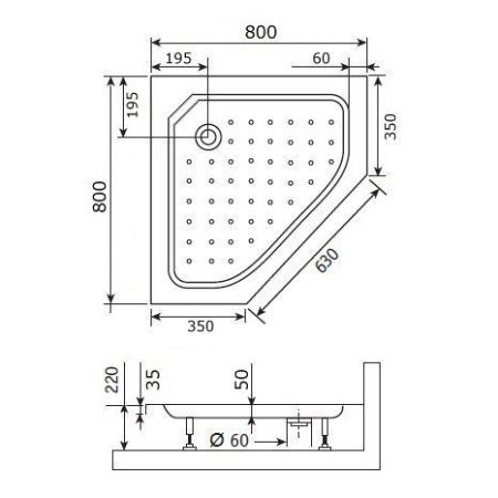 Душевой поддон акриловый RGW Acryl 16180588-11 80х80 белый