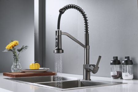 Смеситель для кухни Shevanik S963T на мойку оружейная сталь