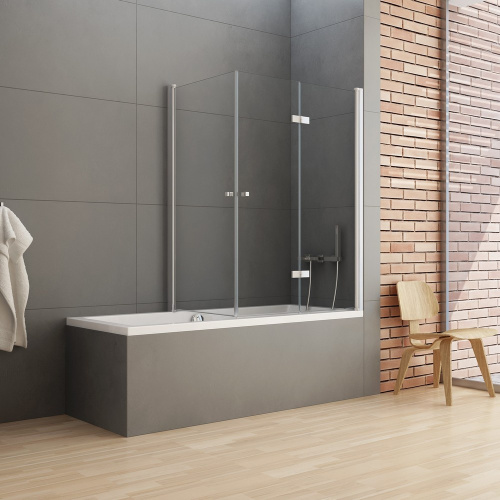 Душевая шторка на ванну New Trendy NEW SOLEO Chrome P-0031/P-0024 120х140 стекло прозрачное профиль хром глянцевый ориентация правая - фото 2