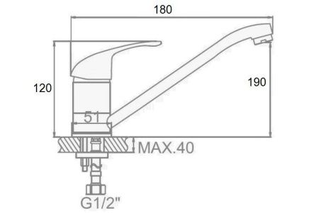 Смеситель для кухни D-Lin D152411 на мойку хром