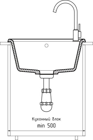 Кухонная мойка Granfest Unique U-500 серый 50х50 цвет серый поверхность матовая