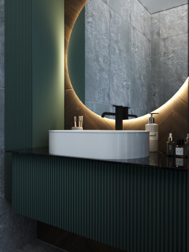 Тумба со столешницей La Fenice TERRA NFNC-01-TER-G-80-3-GB 81х36х47 подвесная цвет серый/зелёный - фото 5