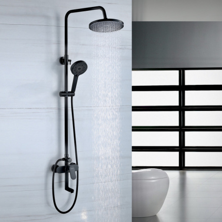 Душевая стойка Bond Circle B01-9188 настенная цвет черный матовый