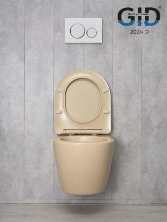 Унитаз подвесной Gid Convexo 62210Y бежевый с сиденьем микролифт безободковый смыв торнадо