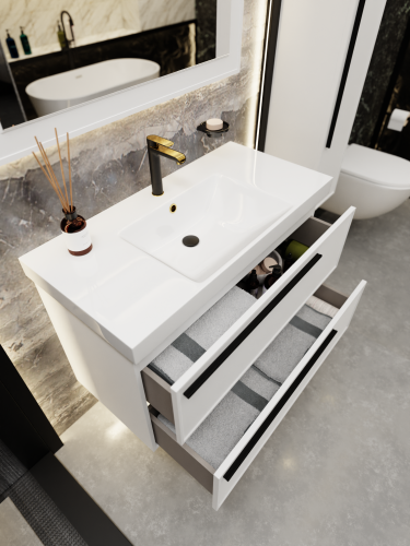 Тумба с раковиной La Fenice Elba TWIN NFNC-01-ELB-B-100-2-3-100 101х62х49 подвесная цвет белый - фото 5