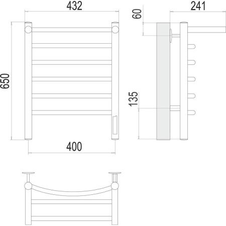 Полотенцесушитель электрический Terminus 4670078531384 45х65 хром