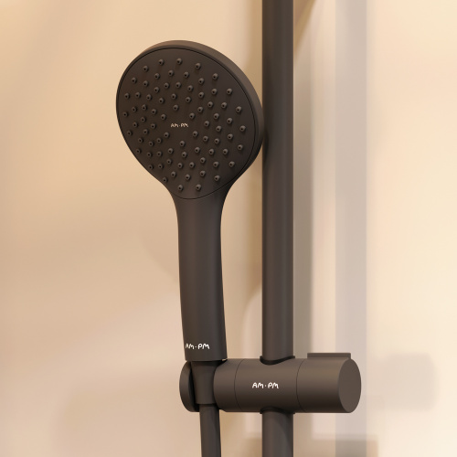 Комплект душевого уголка с душевой системой и аксессуарами Am.Pm Gem S WK93EP стекло прозрачное профиль черный матовый без поддона - фото 5