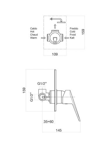 Смеситель для ванны и душа Fiore 86CR6515 встраиваемый в стену хром - фото 3