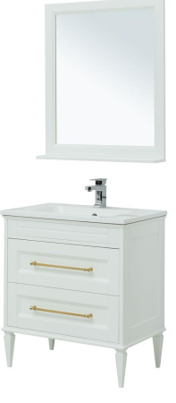 Комплект мебели: тумба с раковиной 78x47x65 + зеркало Aquanet Бостон М 00281193 напольный/подвесной цвет белый