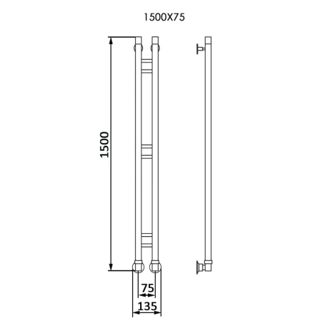 Полотенцесушитель Veconi Maola-A M150GR-A 8х150 водяной графит