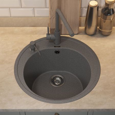 Кухонная мойка Uperwood Quartz Premium UPD-01 3910202102 50х50 цвет серый поверхность матовая