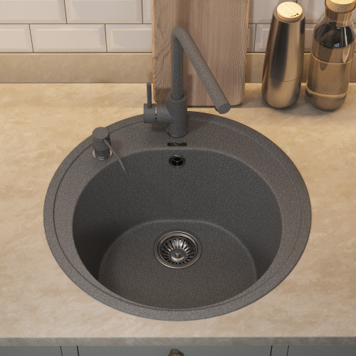 Кухонная мойка Uperwood Quartz Premium UPD-01 3910202102 51x51 цвет серый матовый - фото 4