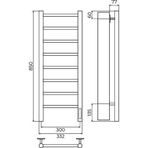 Полотенцесушитель Terminus 4670078541833 33х85 электрический хром - фото 3