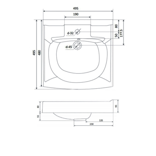 Раковина из искусственного мрамора Altasan KOMPAKT UPP50s 50х50 над стиральной машиной цвет белый 1 отверстие под смеситель - фото 3 Раковина из искусственного мрамора Altasan KOMPAKT UPP50s 50х50 над стиральной машиной цвет белый 1 отверстие под смеситель - фото 3