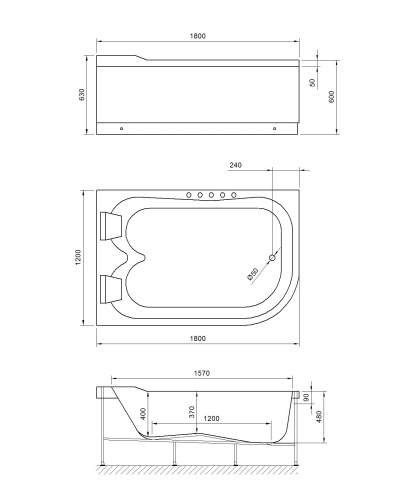 Ванна гидромассажная Royal Bath NORWAY RB331100DL-L 180х120 пристенная угловая асимметричная - фото 2