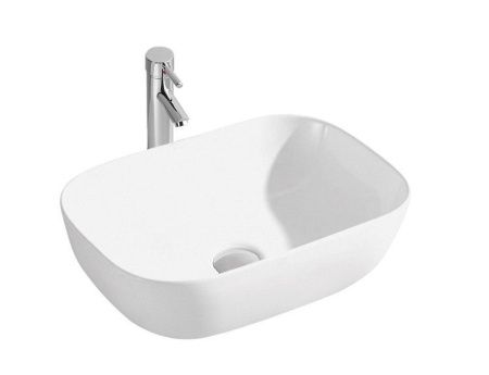 Раковина из сантехнического фарфора Sintesi SIN-LVB-APP-403 50х40 накладная цвет белый без отверстий под смеситель