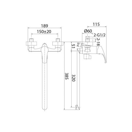 Смеситель для ванны Milardo Sterm STESB02M10 настенный хром