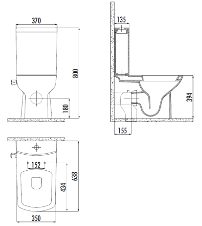 Чаша унитаза напольная Creavit Lara LR360-34CB00E-0001 цвет белый без бачка без сиденья душевой смыв