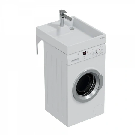 Раковина из искусственного камня СанТа Юпитер 900133 50х60 над стиральной машиной цвет белый 1 отверстие под смеситель