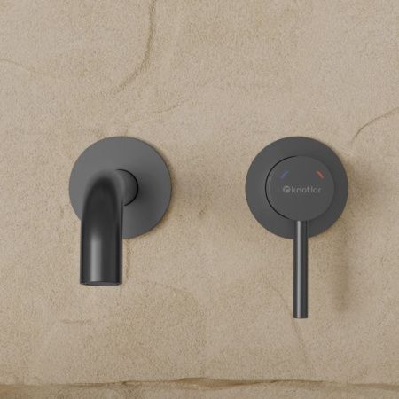 Смеситель для раковины Knotlor ECLIPSE SS-25/GM настенный вороненая сталь